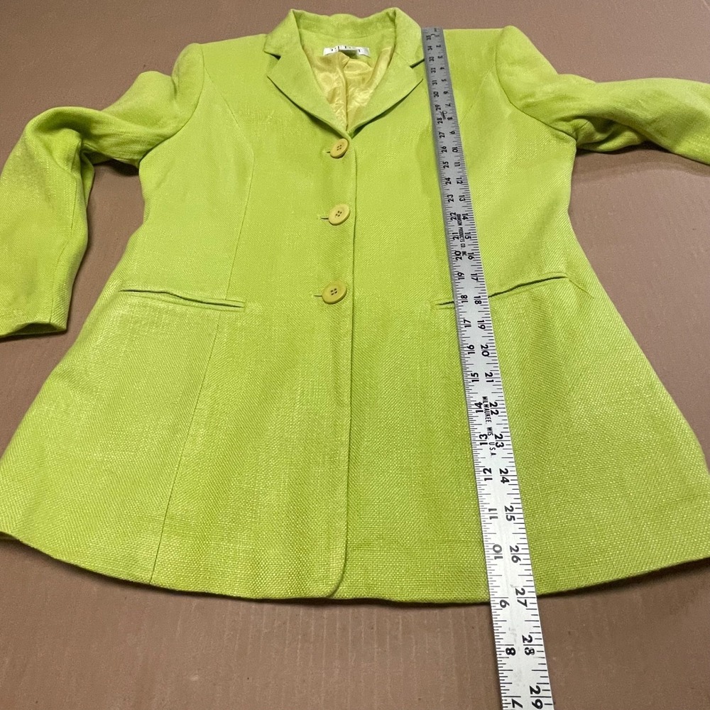 Vintage Petite Sophisticate Women's 10P Lime Green Blazer Rayon 80's - Picture 9 of 14